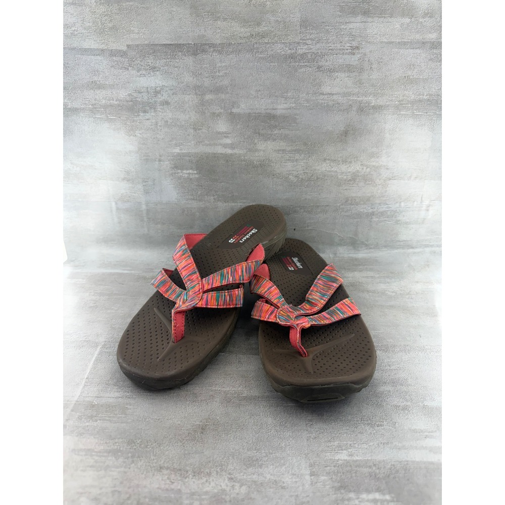 Skechers Outdoor Lifestyle Women Brown Multi Color Space Dye Flip Flops Size 9